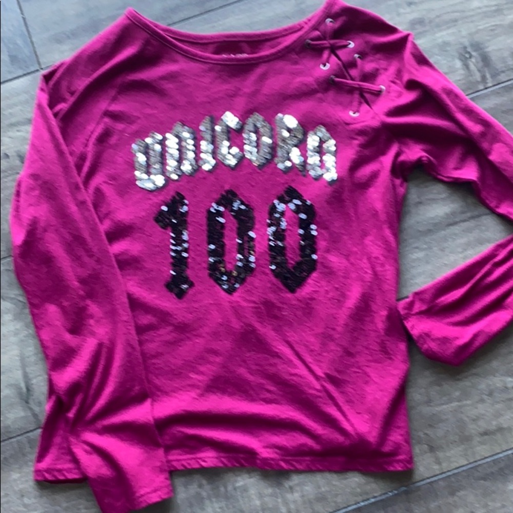 Long sleeved unicorn sequin top